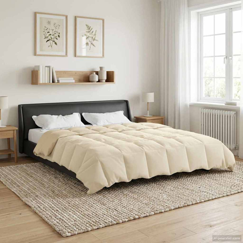 Produktbild för Vinter Täcke Quiltad Kräm 200 x 200 cm Mikrofiber