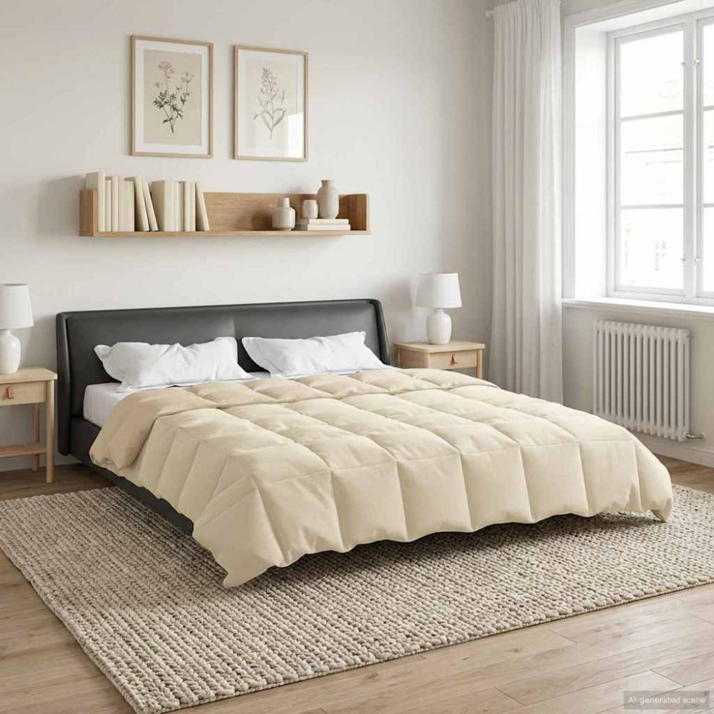 Produktbild för Vinter Täcke Quiltad Kräm 220 x 260 cm Mikrofiber