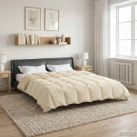 Produktbild för Vinter Täcke Quiltad Kräm 220 x 260 cm Mikrofiber