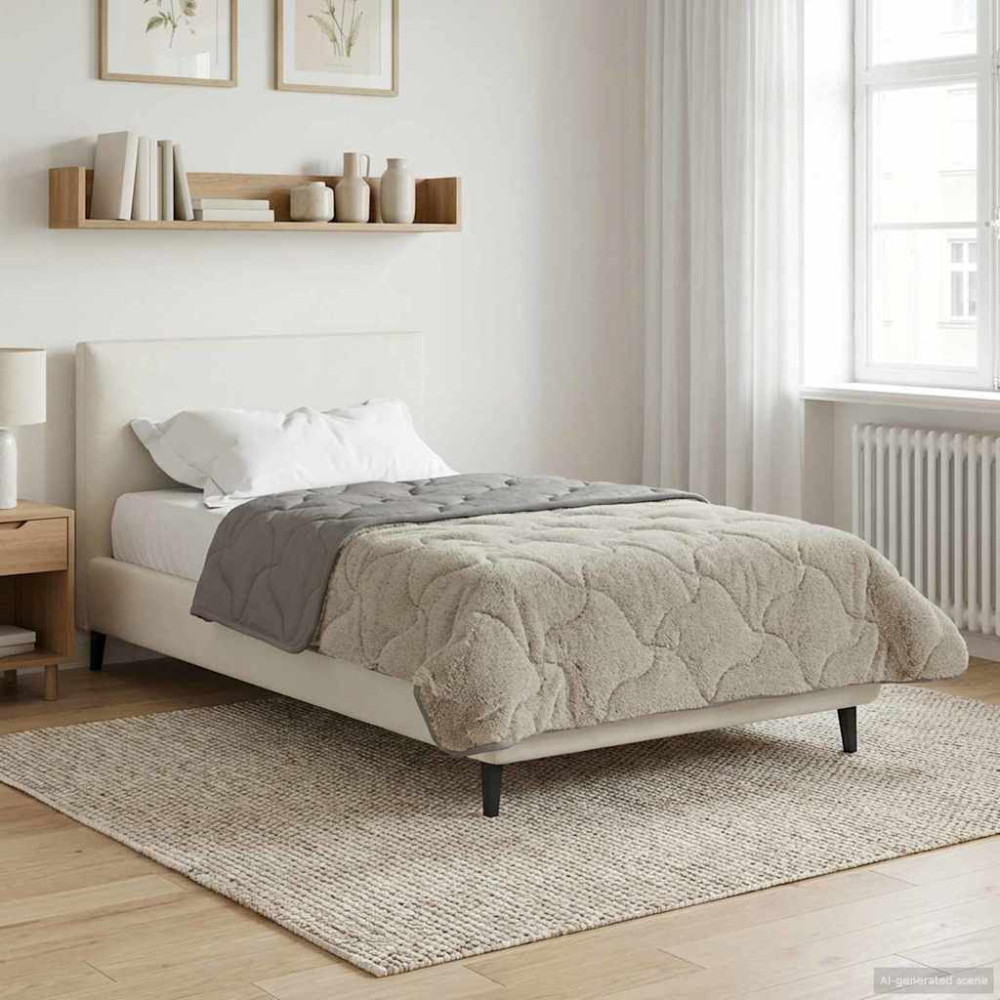 Produktbild för Sommar Duvet Ljusgrå 140 x 220 cm Mikrofiber och Teddyfleece