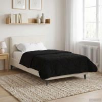 Produktbild för Sommar Duvet Svart 140 x 200 cm Mikrofiber och Teddyfleece