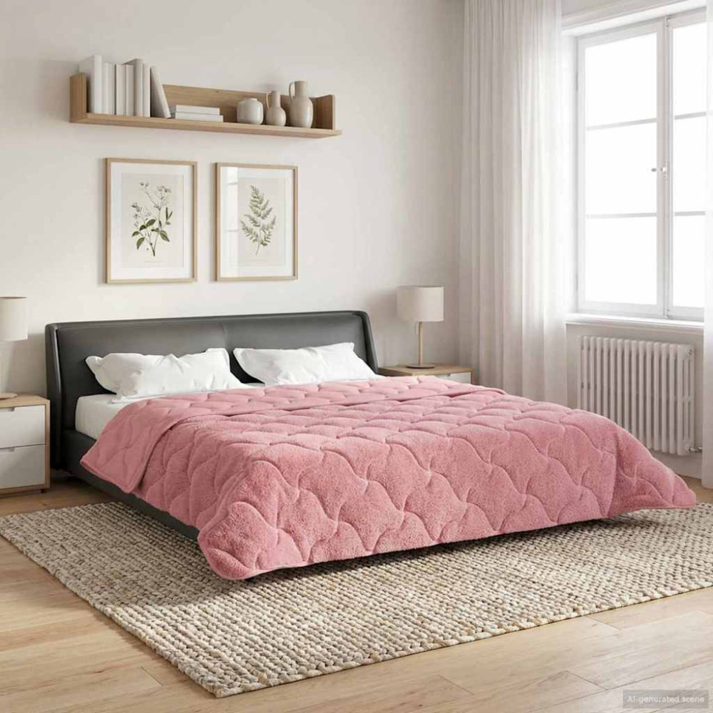 Produktbild för Sommar Duvet Rosa 200 x 240 cm Mikrofiber och Teddyfleece