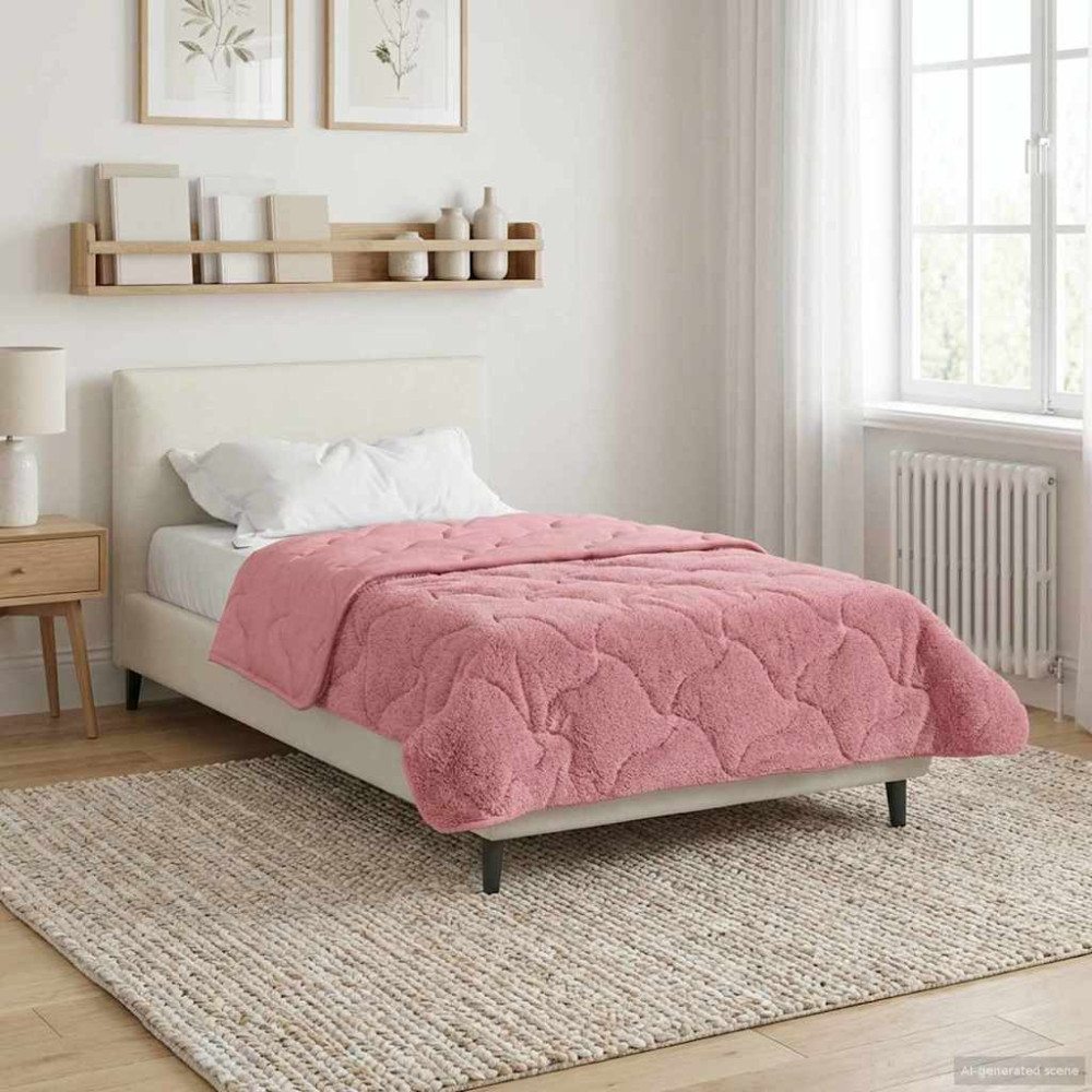 Produktbild för Sommar Duvet Rosa 140 x 220 cm Mikrofiber och Teddyfleece