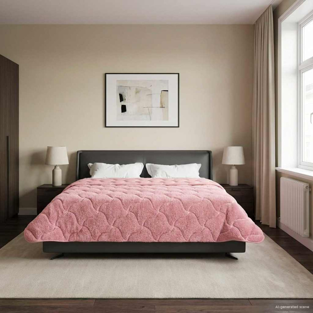 Produktbild för Sommar Duvet Rosa 220 x 240 cm Mikrofiber och Teddyfleece