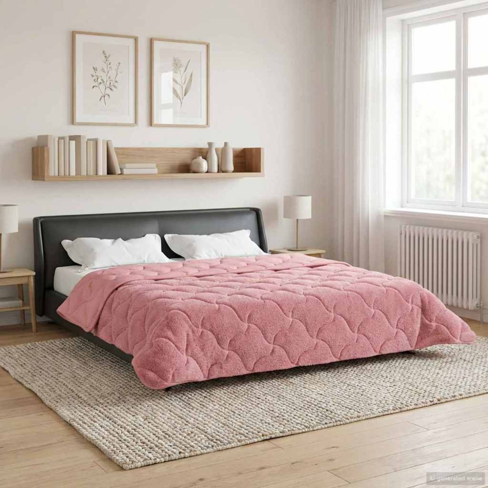 Produktbild för Sommar Duvet Rosa 220 x 240 cm Mikrofiber och Teddyfleece