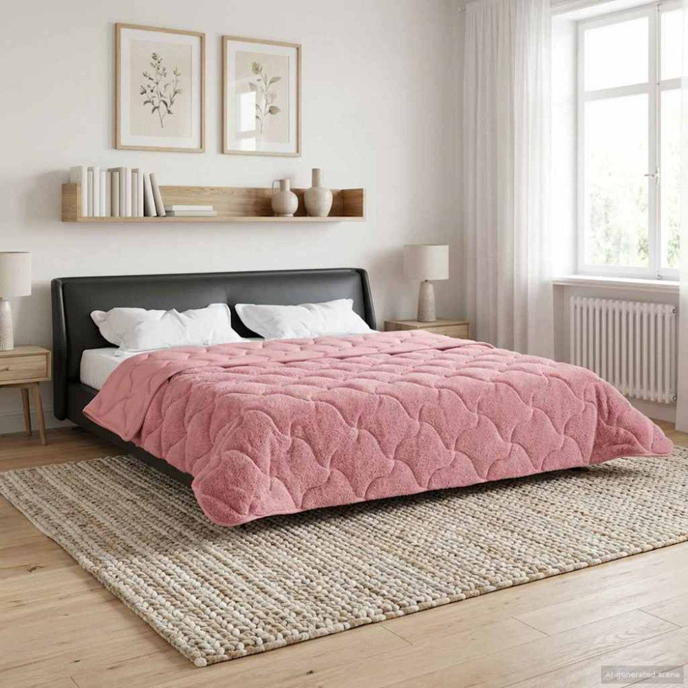 Produktbild för Sommar Duvet Rosa 220 x 260 cm Mikrofiber och Teddyfleece