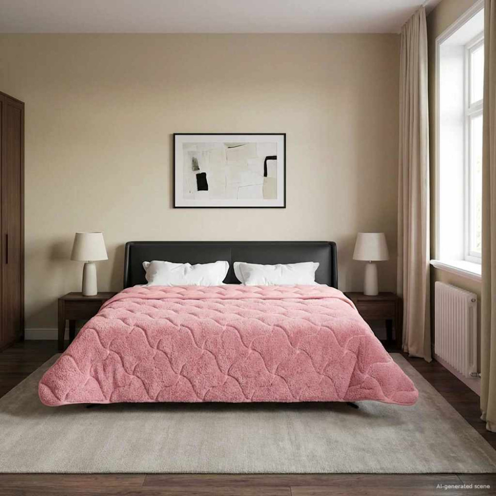 Produktbild för Sommar Duvet Rosa 220 x 260 cm Mikrofiber och Teddyfleece