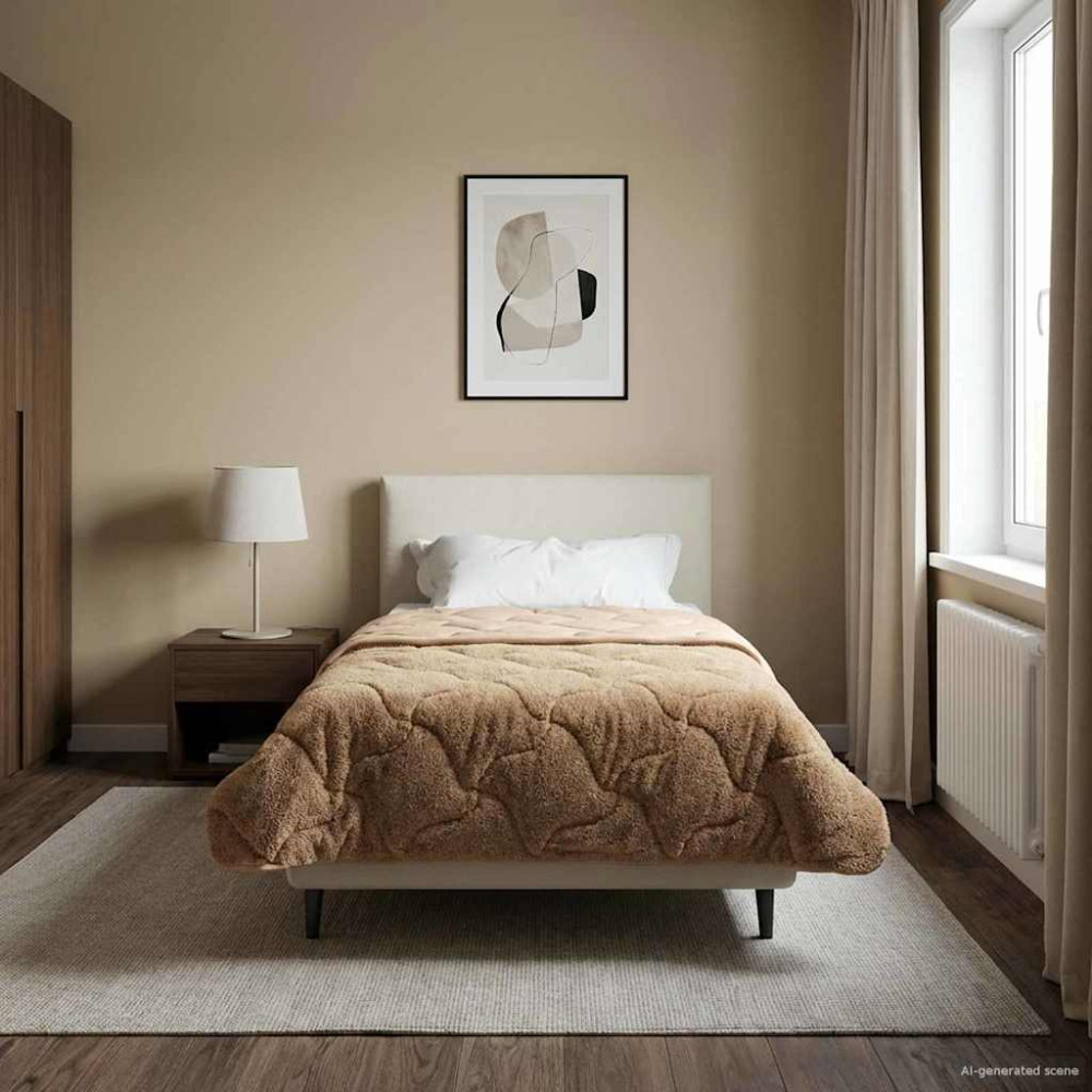 Produktbild för Sommar Duvet Taupe 155 x 200 cm Mikrofiber och Teddyfleece