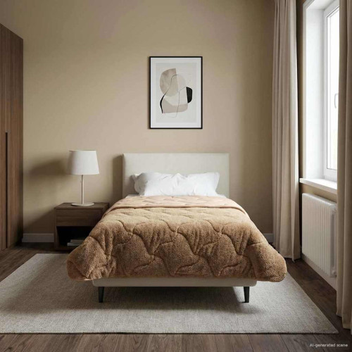 vidaXL Sommar Duvet Taupe 155 x 200 cm Mikrofiber och Teddyfleece
