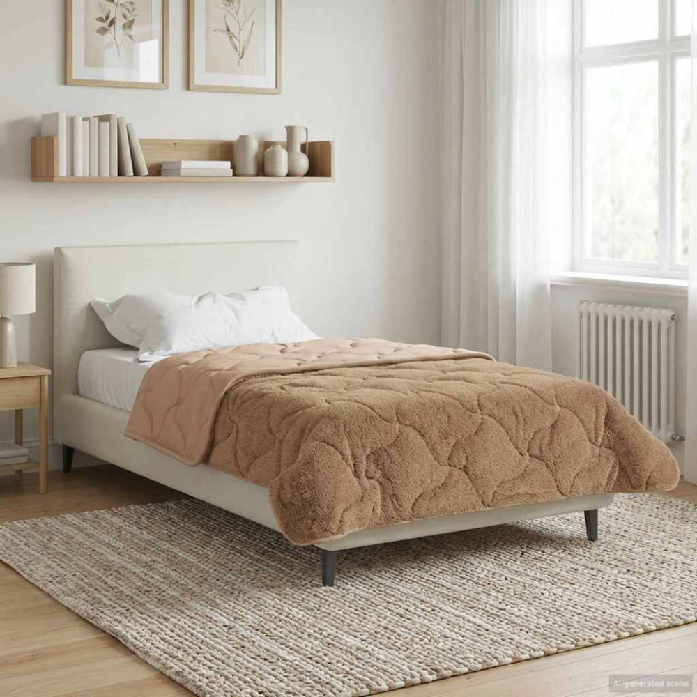 Produktbild för Sommar Duvet Taupe 155 x 200 cm Mikrofiber och Teddyfleece