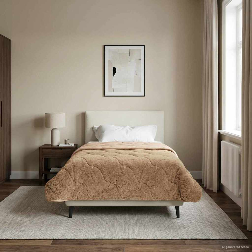 Produktbild för Sommar Duvet Taupe 135 x 220 cm Mikrofiber och Teddyfleece