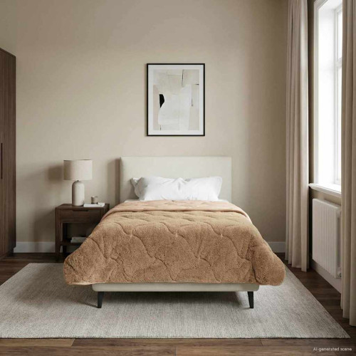 vidaXL Sommar Duvet Taupe 135 x 220 cm Mikrofiber och Teddyfleece