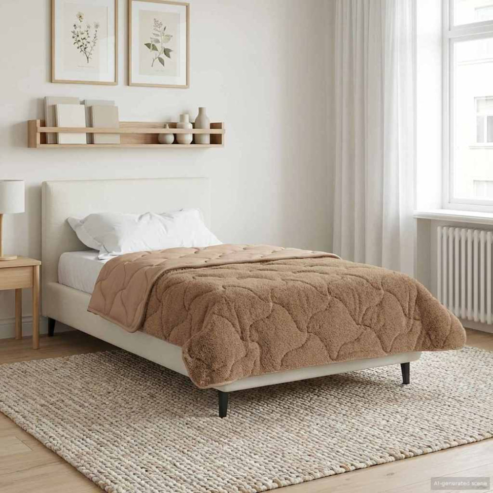 Produktbild för Sommar Duvet Taupe 135 x 220 cm Mikrofiber och Teddyfleece