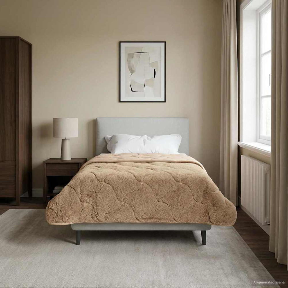 Produktbild för Sommar Duvet Taupe 155 x 220 cm Mikrofiber och Teddyfleece