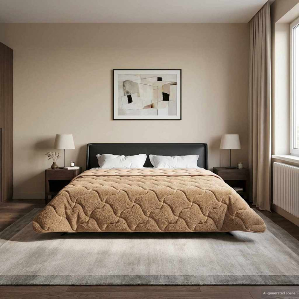 Produktbild för Sommar Duvet Taupe 200 x 220 cm Mikrofiber och Teddyfleece