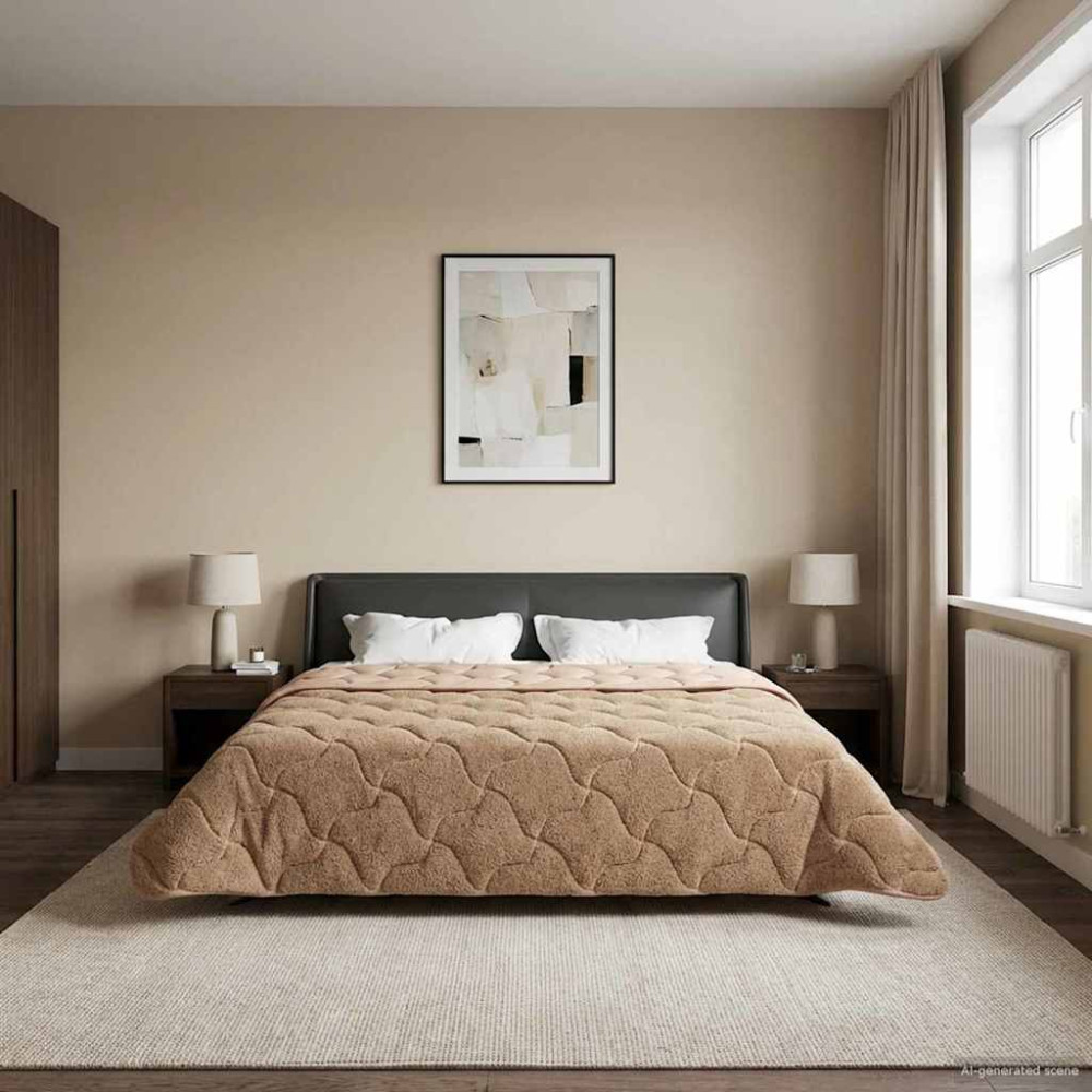 Produktbild för Sommar Duvet Taupe 220 x 260 cm Mikrofiber och Teddyfleece
