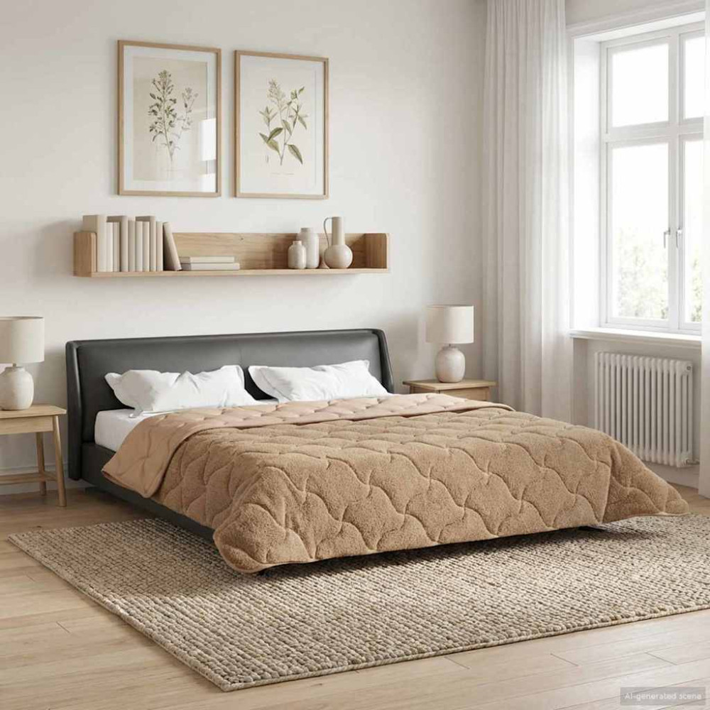 Produktbild för Sommar Duvet Taupe 240 x 260 cm Mikrofiber och Teddyfleece