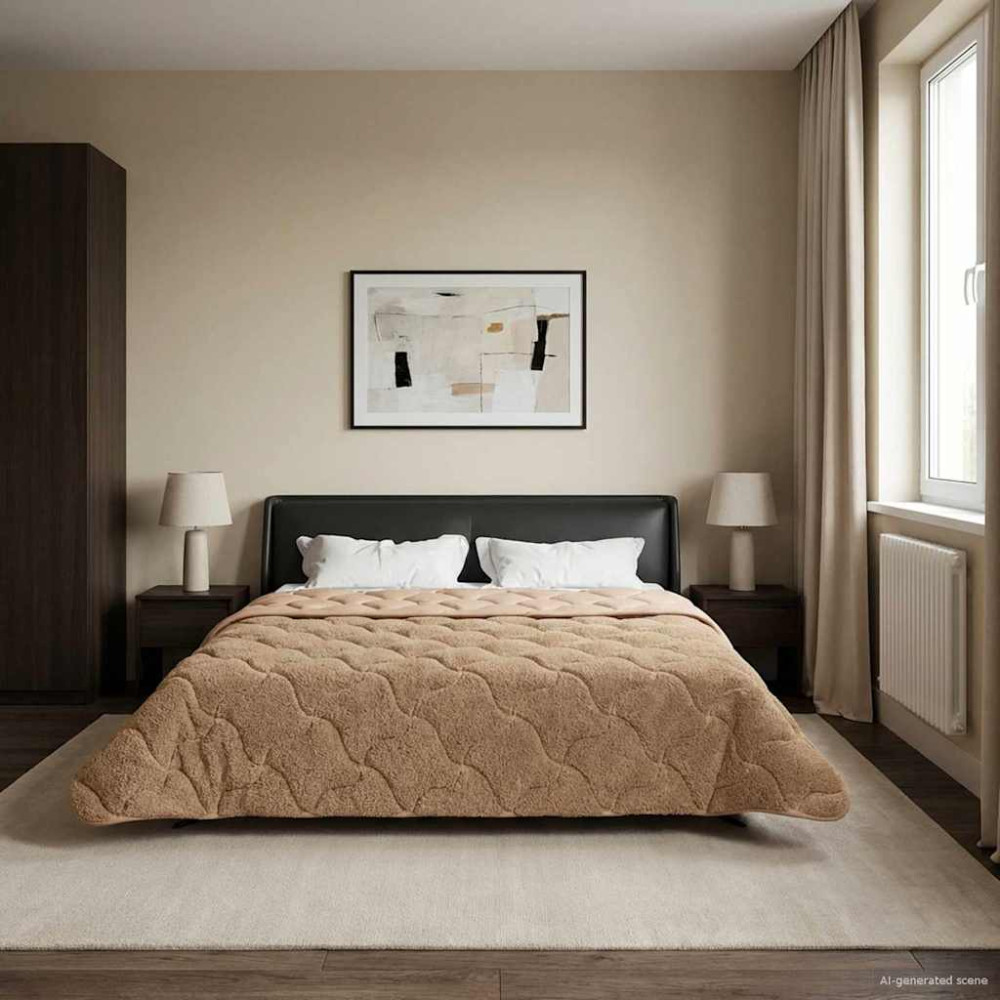 Produktbild för Sommar Duvet Taupe 240 x 260 cm Mikrofiber och Teddyfleece