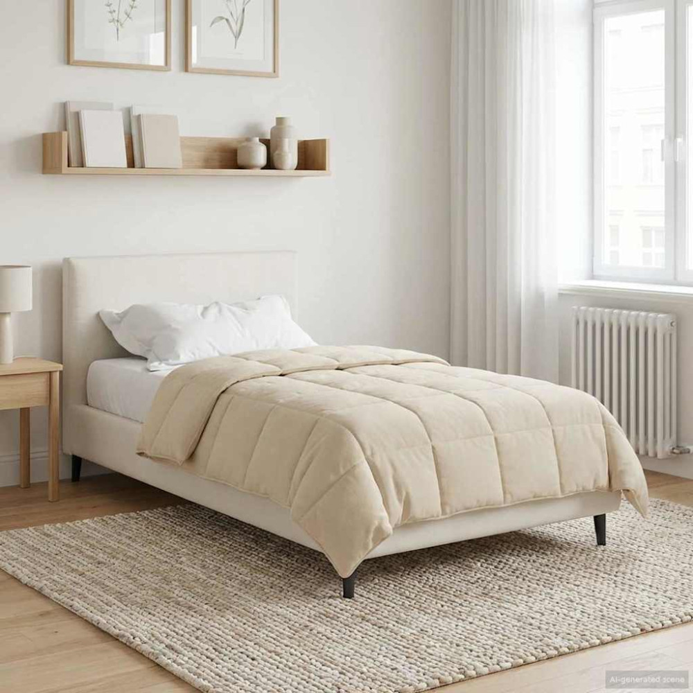 Produktbild för Sommar Duvet Kräm 140 x 200 cm Mikrofiber och Teddyfleece