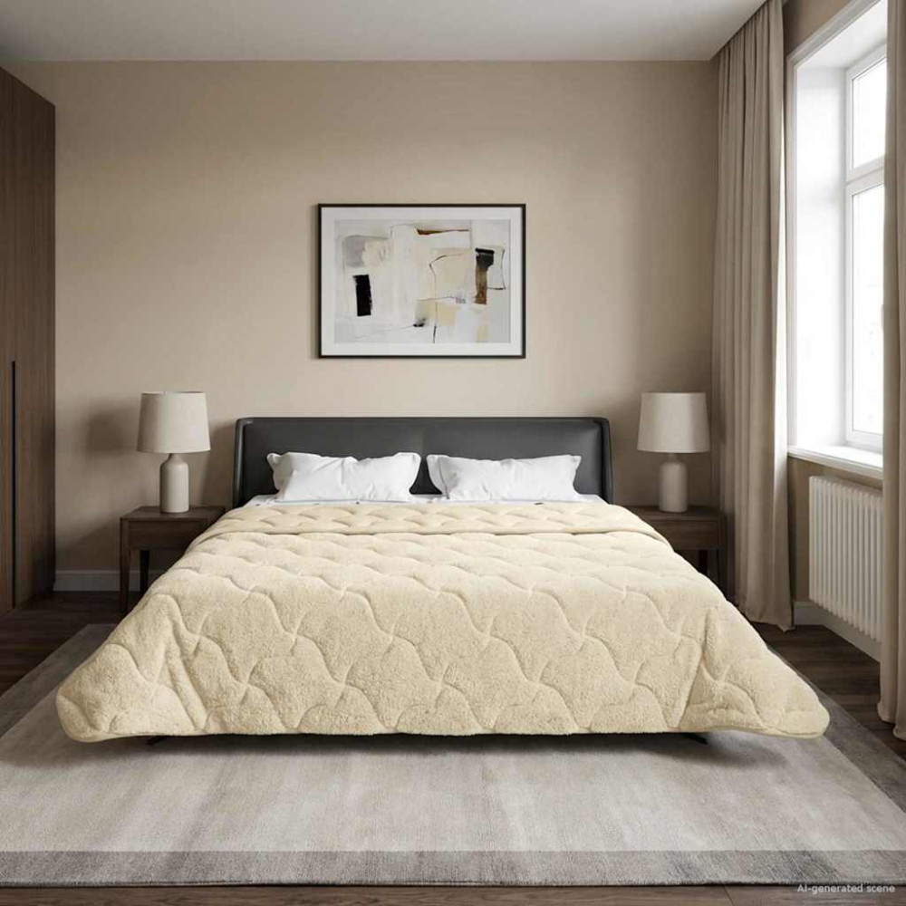 Produktbild för Sommar Duvet Kräm 200 x 220 cm Mikrofiber och Teddyfleece
