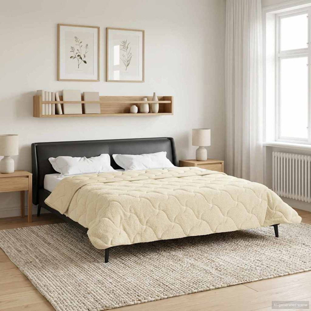 Produktbild för Sommar Duvet Kräm 200 x 220 cm Mikrofiber och Teddyfleece