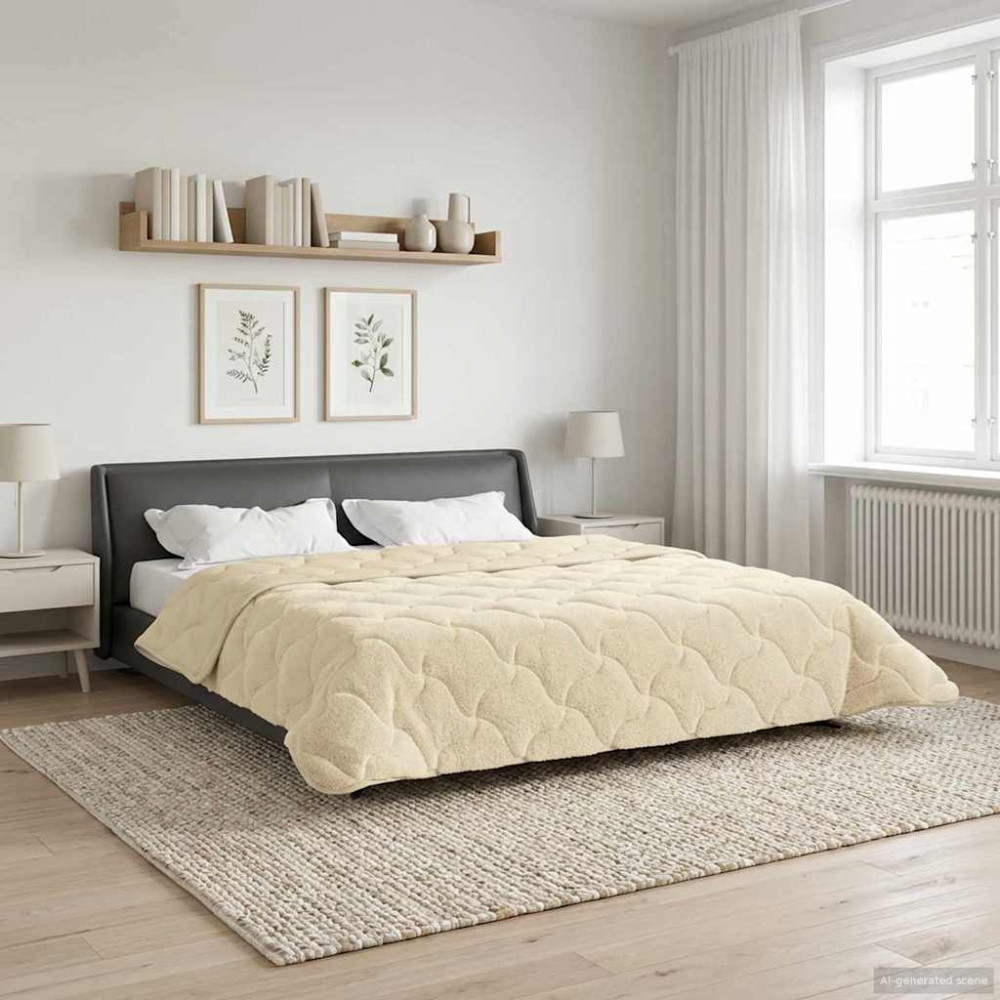 Produktbild för Sommar Duvet Kräm 220 x 240 cm Mikrofiber och Teddyfleece