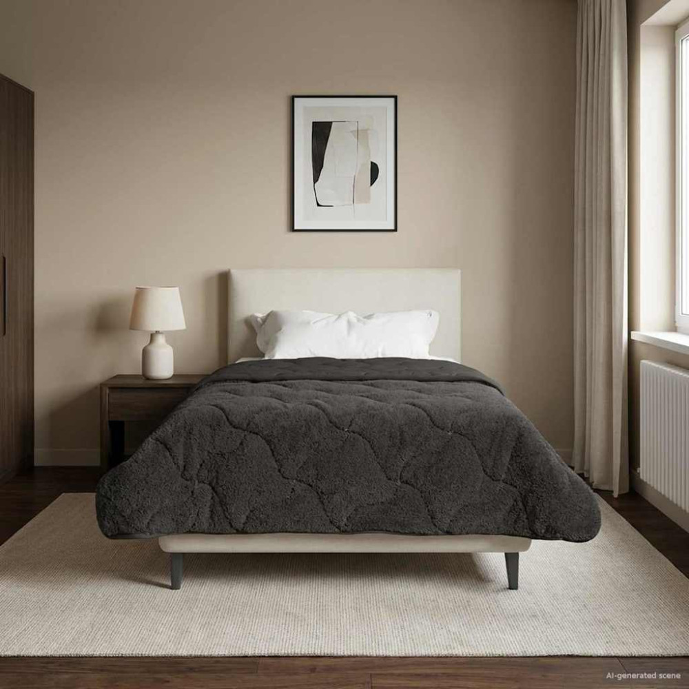 Produktbild för Full Års-Duvet Quiltad Antracit 140 x 220 cm