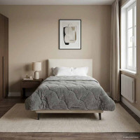 Produktbild för Full Års-Duvet Quiltad Antracit 140 x 220 cm