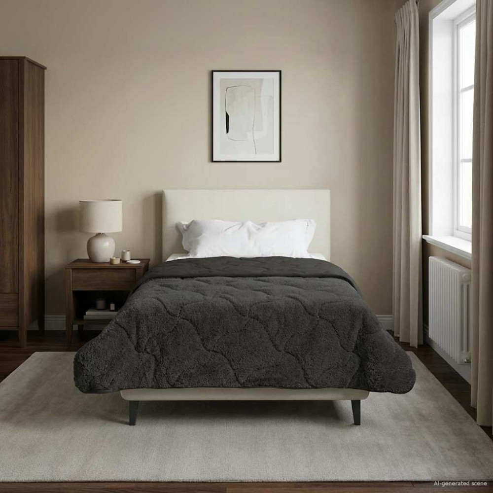 Produktbild för Full Års-Duvet Quiltad Antracit 155 x 200 cm