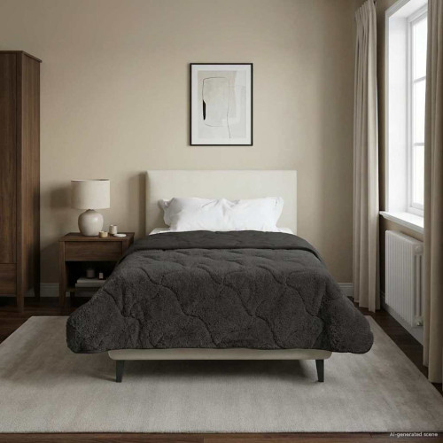 vidaXL Full Års-Duvet Quiltad Antracit 155 x 200 cm