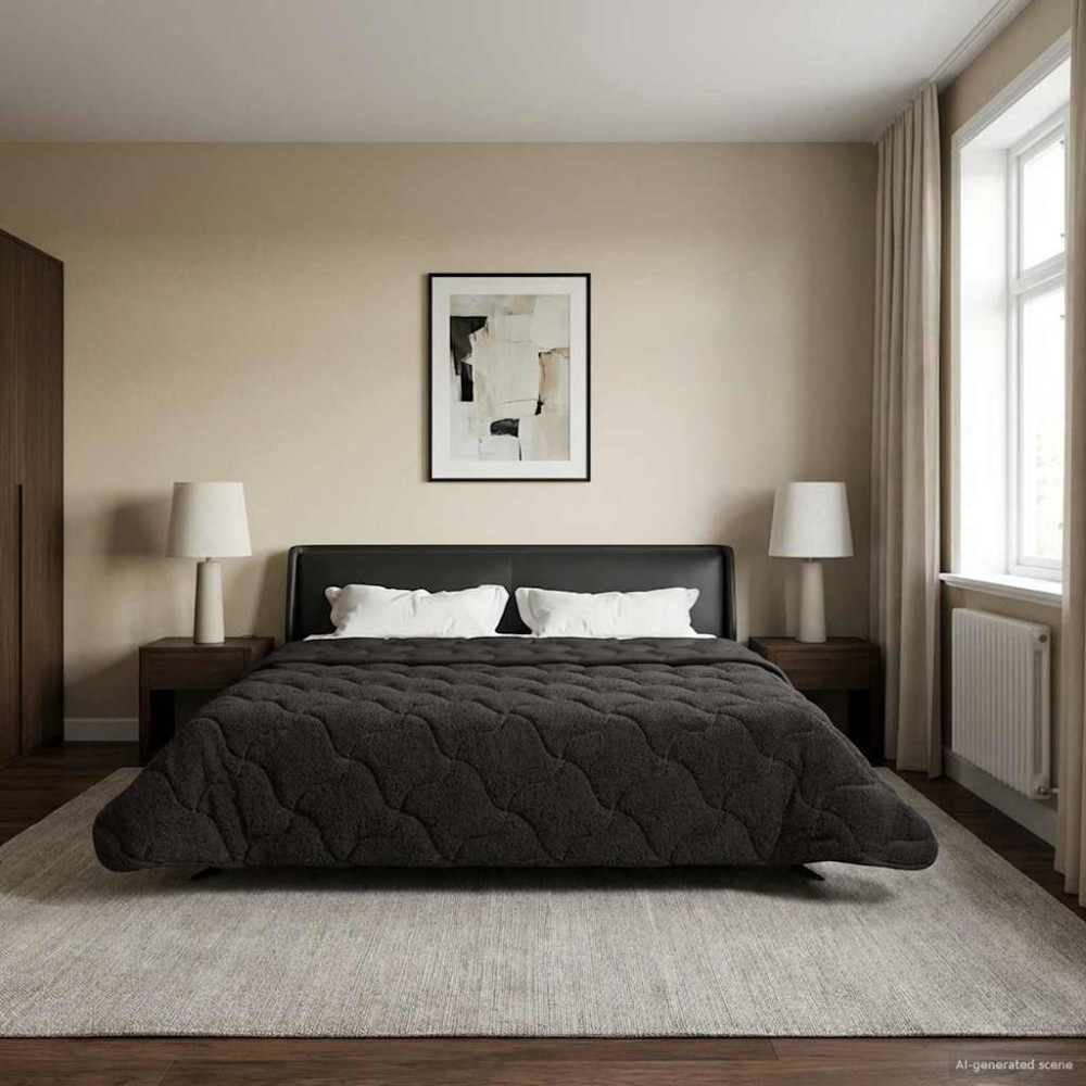 Produktbild för Full Års-Duvet Quiltad Antracit 200 x 200 cm
