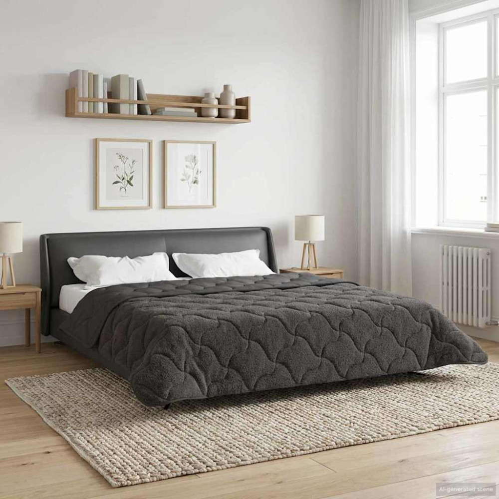 Produktbild för Full Års-Duvet Quiltad Antracit 200 x 200 cm