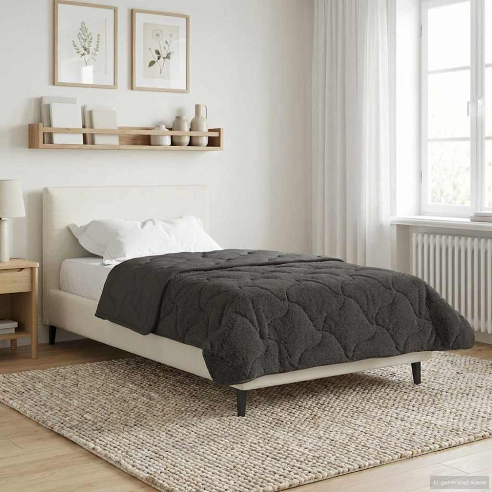 Produktbild för Full Års-Duvet Quiltad Antracit 155 x 220 cm