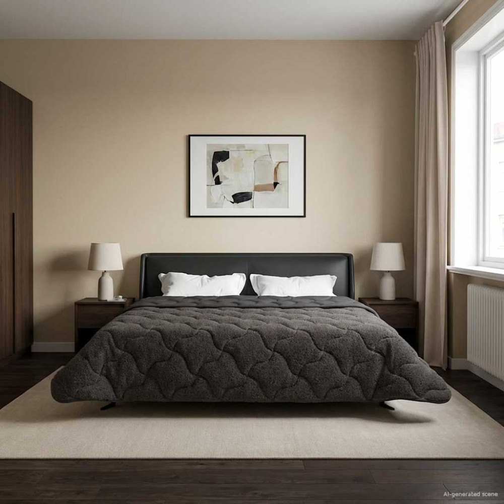 Produktbild för Full Års-Duvet Quiltad Antracit 200 x 220 cm