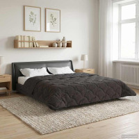 Produktbild för Full Års-Duvet Quiltad Antracit 200 x 220 cm