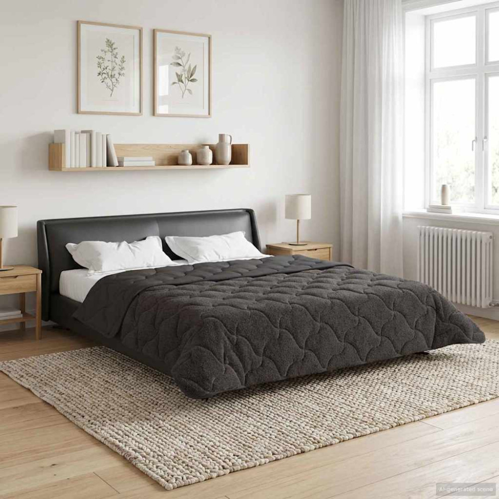 Produktbild för Full Års-Duvet Quiltad Antracit 220 x 240 cm