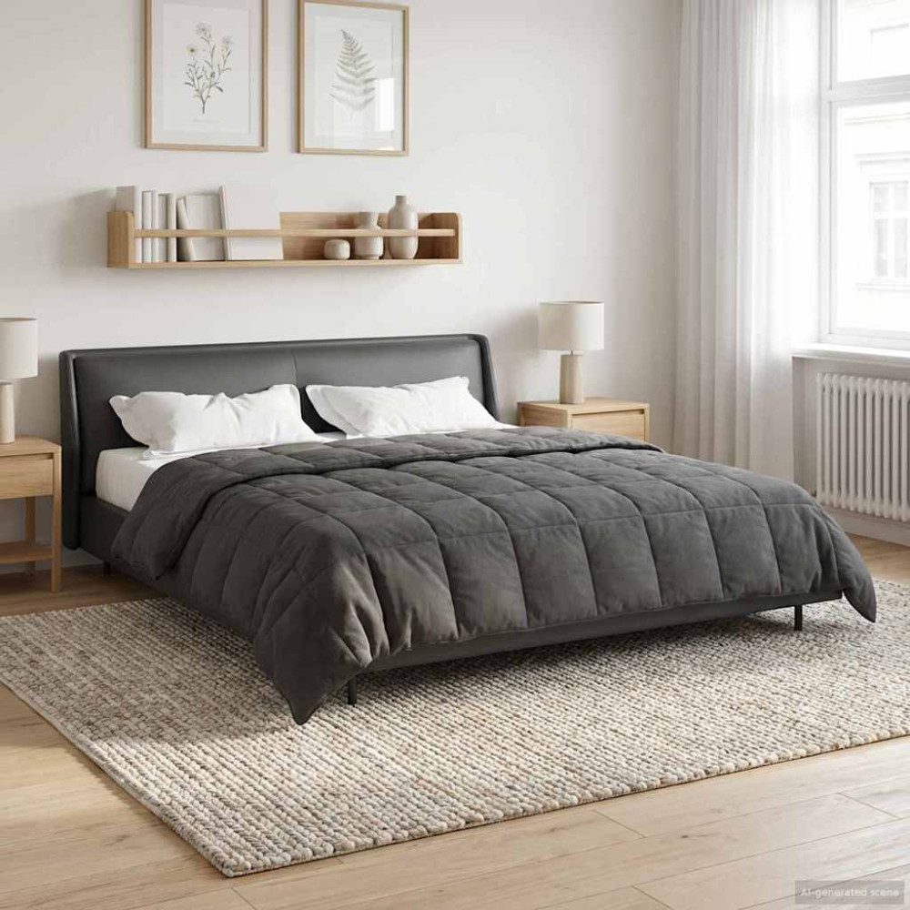 Produktbild för Full Års-Duvet Quiltad Antracit 220 x 260 cm