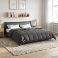 Produktbild för Full Års-Duvet Quiltad Antracit 220 x 260 cm