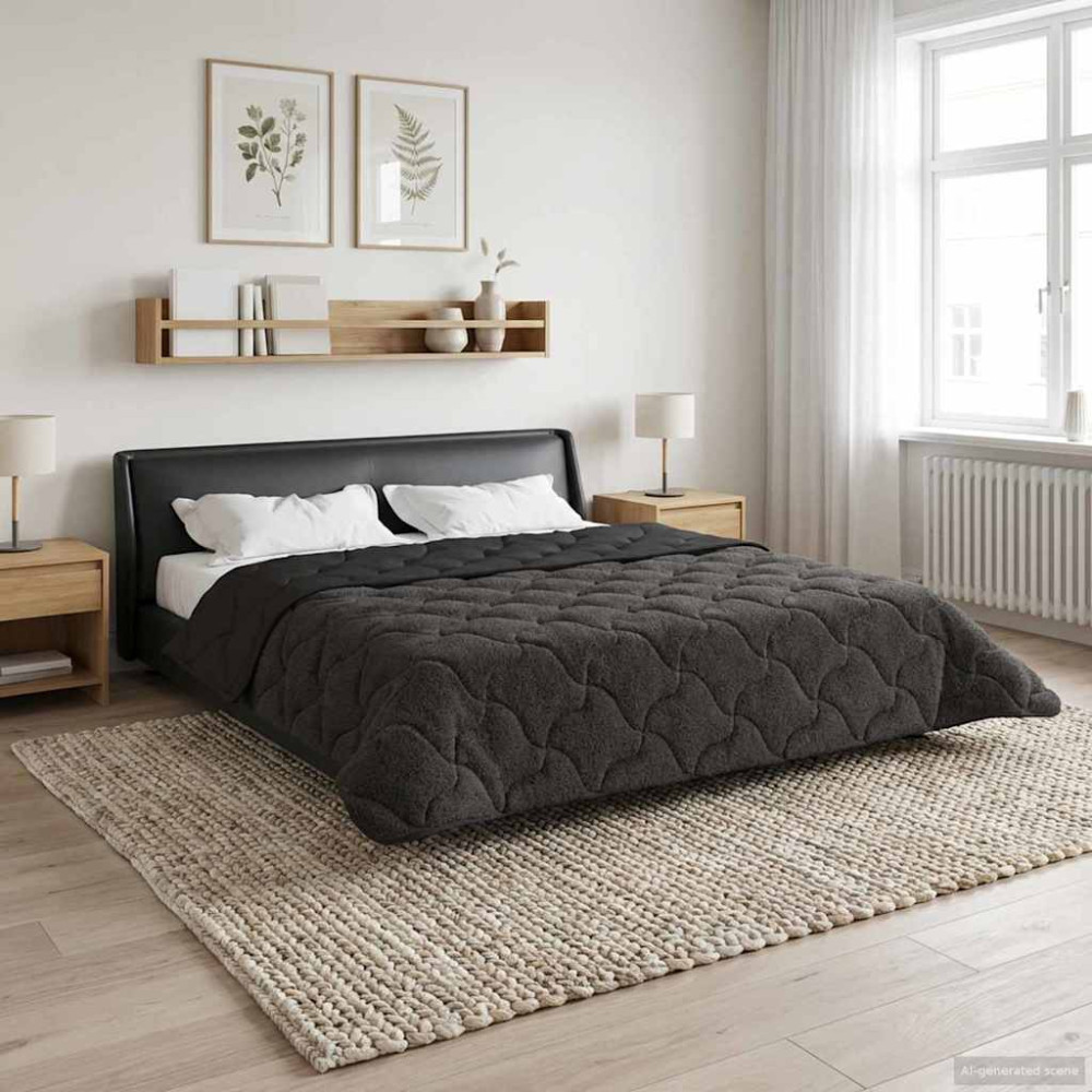 Produktbild för Full Års-Duvet Quiltad Antracit 240 x 260 cm