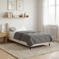 Produktbild för Full Års-Duvet Ljusgrå 155 x 200 cm Mikrofiber och Teddyfleece