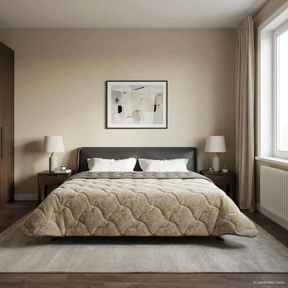 Produktbild för Full Års-Duvet Ljusgrå 200 x 240 cm Mikrofiber och Teddyfleece