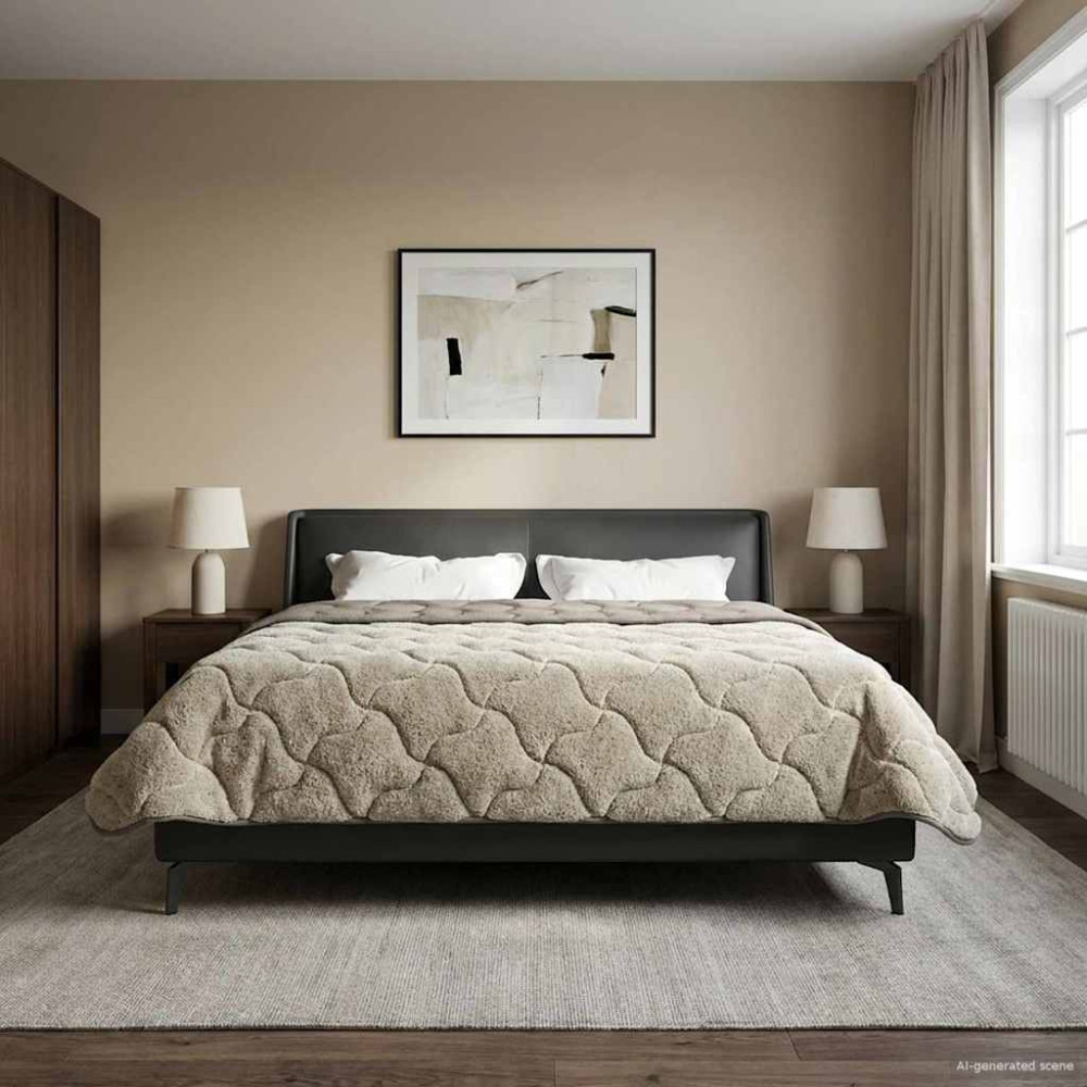 Produktbild för Full Års-Duvet Ljusgrå 220 x 240 cm Mikrofiber och Teddyfleece