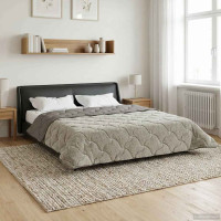 Produktbild för Full Års-Duvet Ljusgrå 220 x 240 cm Mikrofiber och Teddyfleece