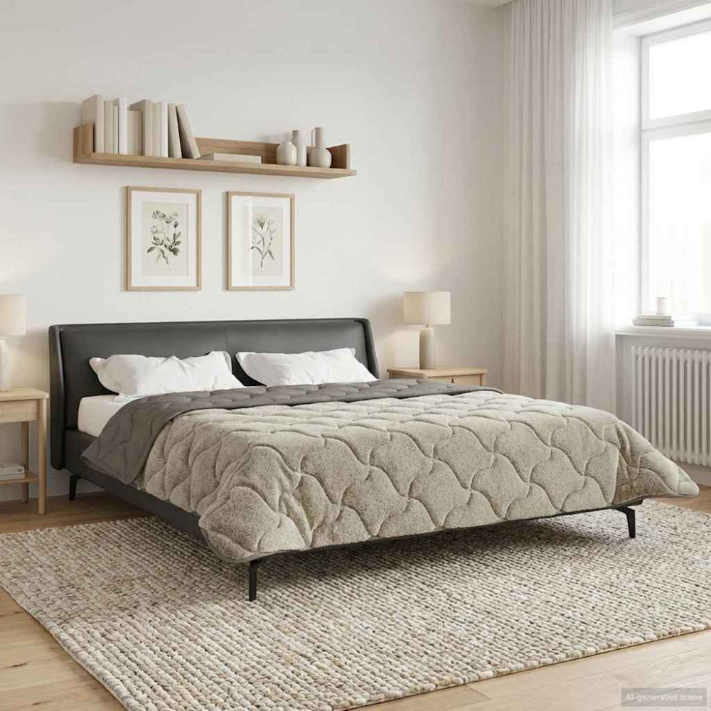 Produktbild för Full Års-Duvet Ljusgrå 220 x 260 cm Mikrofiber och Teddyfleece