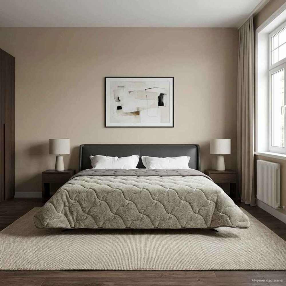 Produktbild för Full Års-Duvet Ljusgrå 240 x 260 cm Mikrofiber och Teddyfleece