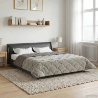 Produktbild för Full Års-Duvet Ljusgrå 240 x 260 cm Mikrofiber och Teddyfleece