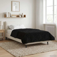 Produktbild för Full Års-Duvet Svart 140 x 220 cm Mikrofiber och Teddyfleece