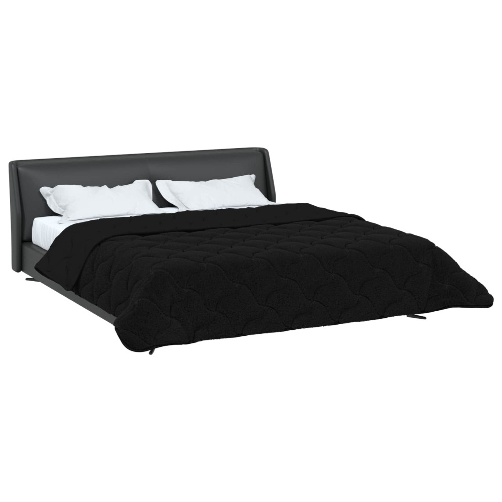 Produktbild för Full Års-Duvet Svart 200 x 240 cm Mikrofiber och Teddyfleece