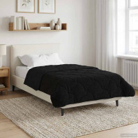 Produktbild för Full Års-Duvet Svart 135 x 220 cm Mikrofiber och Teddyfleece