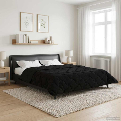 vidaXL Full Års-Duvet Svart 240 x 260 cm Mikrofiber och Teddyfleece